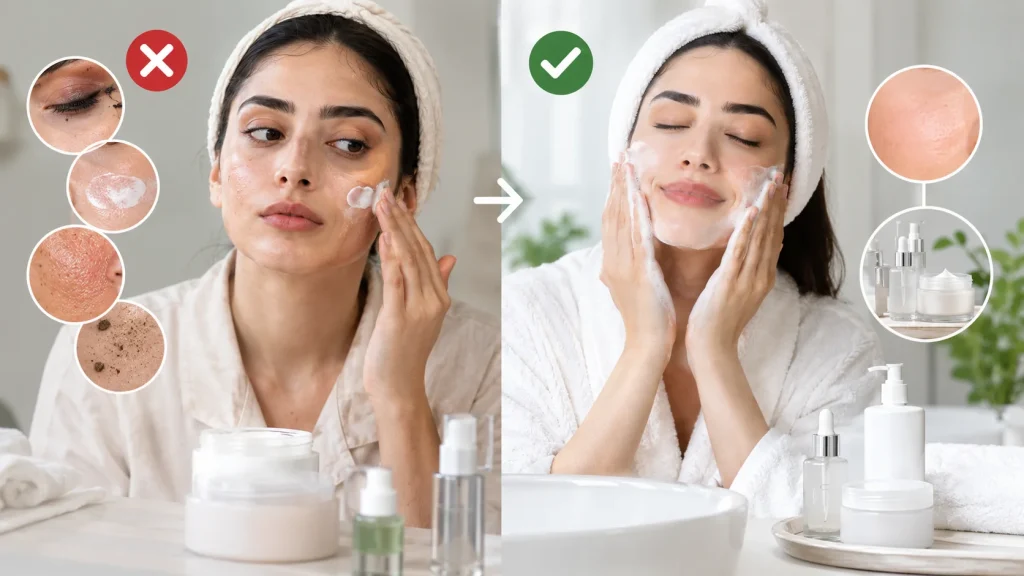 استفاده از آبرسان و مرطوب‌کننده روی پوست تمیزنشده
